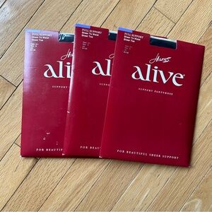 3 pairs of HANES ALIVE pantyhose/nylons Black